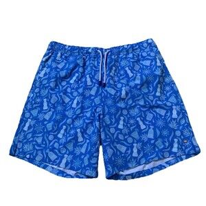 Peter Millar Men’s Saltwater Spirits 7” Swim Trunk Bottle Sleeve Blue Surf M‎